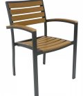AL-5602 Faux Teak Dining Arm Chair - Image 4