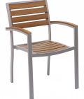 AL-5602 Faux Teak Dining Arm Chair - Image 2